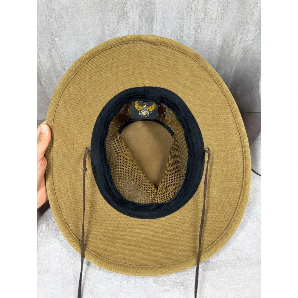 Henschel Hat Co Breezer Mesh Safari Sun Hat Tan Cotton Mens XL Adjustable Cord